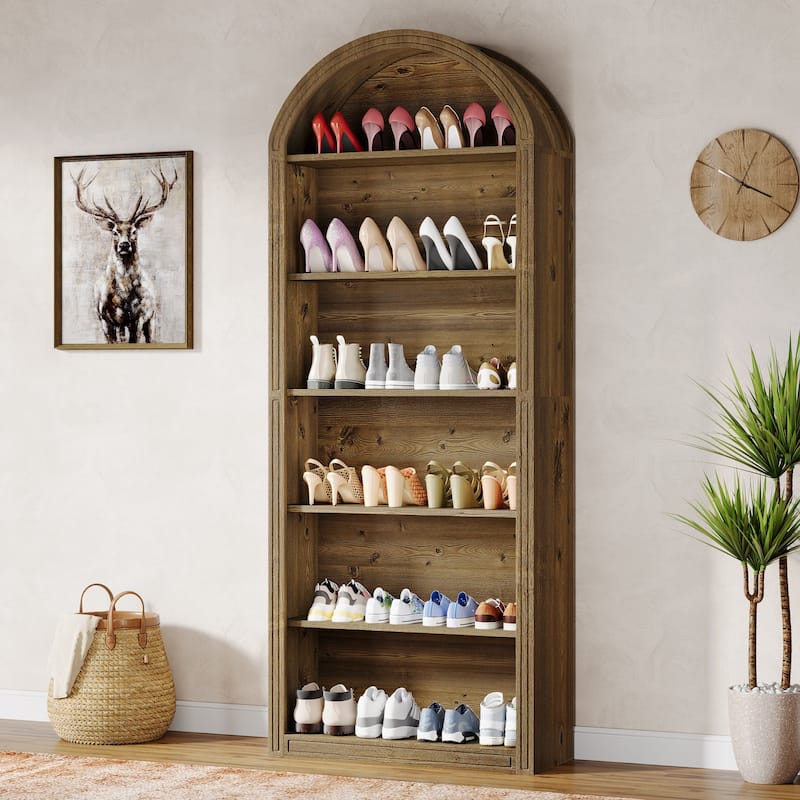 Tall Shoe Storage Cabinet, Freestanding Shoe Organizer