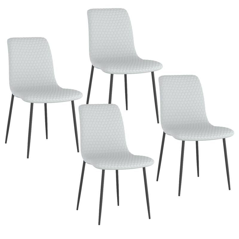 Contemporary Faux Leather and Metal Dining Chair, Set of 4