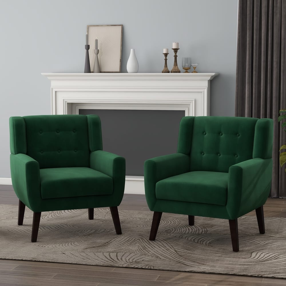 Velvet Upholstered Armchair Tufted Accent Chairs Set of 2