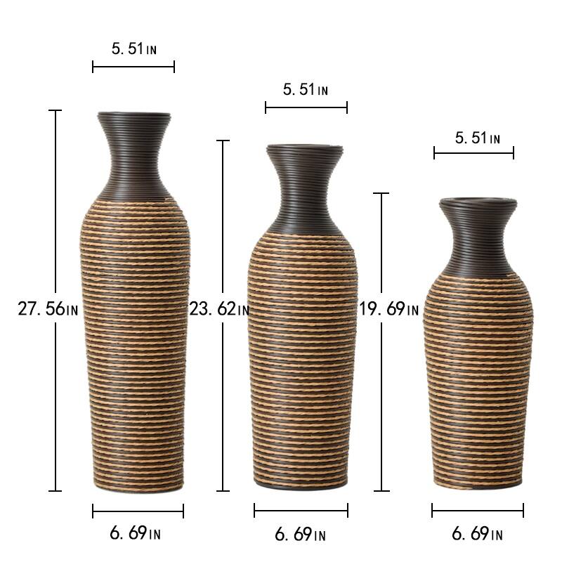 Set of 3 Classic Decorative Artificial Floor Vases, High Independent Flower Racks (20"/24"/28" H)