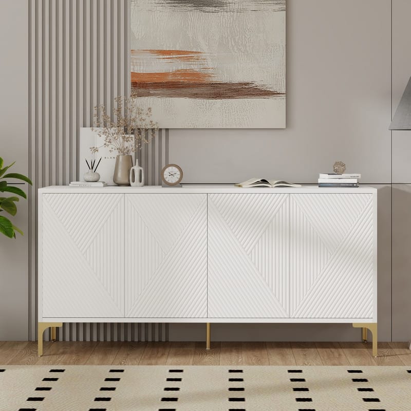 60-Inch Modern Luxury Sideboard with 4 Doors & Soft-Close Mechanism – Spacious Storage Cabinet for Living Room & Entryway‌