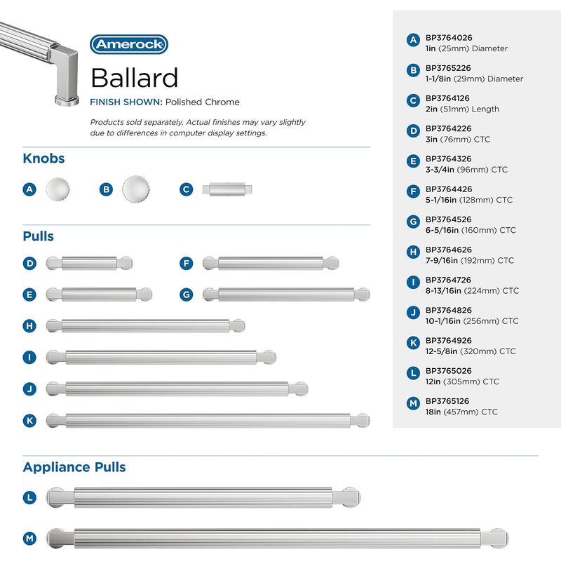 Amerock BP37642 Ballard 3" Center to Center Fluted Handle Cabinet Pull