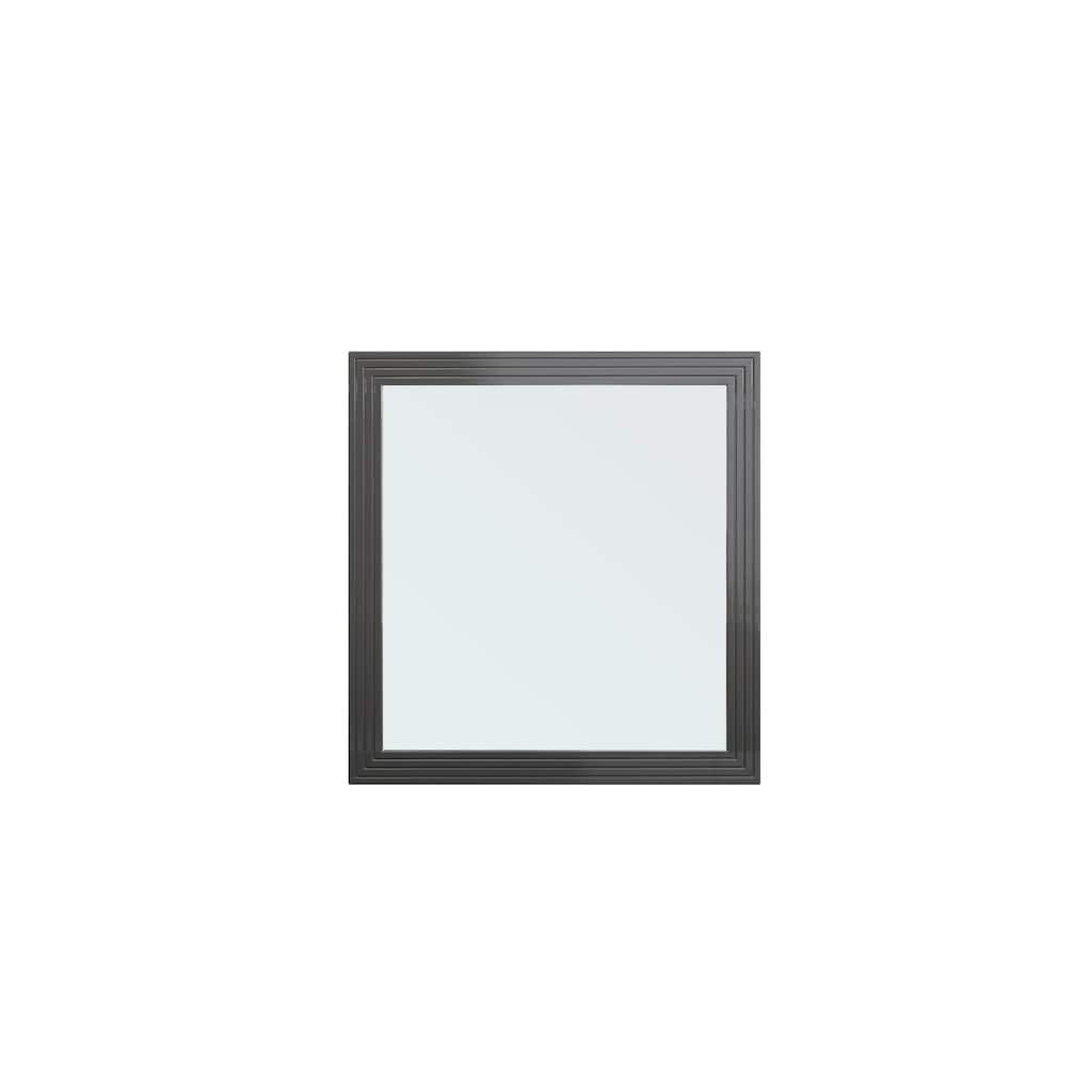 Cid Resu Dresser Mirror, Gray Slatted Frame, 41 Inch, Engineered Wood