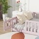preview thumbnail 23 of 43, White Full Size Wooden Floor Bed with Fence & Door, Rubber, Safety Guardrails
