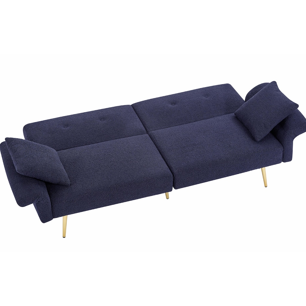 Modern Loveseat Sofa Bed - Teddy Upholstery with Side Pocket