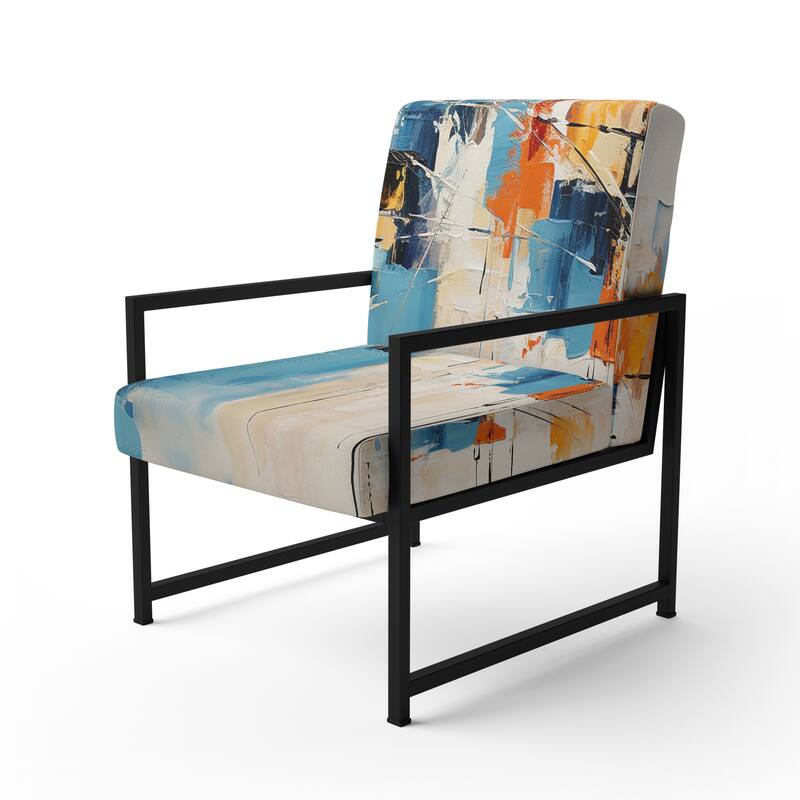 Designart "Paper Euphoria I" Upholstered Abstract Collages Accent Chair and Modern & Contemporary Arm Chair - Multiple Color