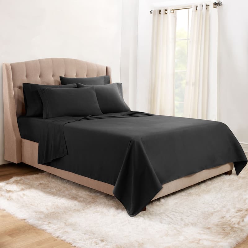 Empyrean Hotel Luxury 6 Piece Sheet Set - Super Soft Bedding Sheets & Pillowcases - Queen - Black