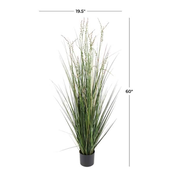 dimension image slide 1 of 2, Green Faux Foliage Tall Onion Grass Artificial Plant with Black Plastic Pot