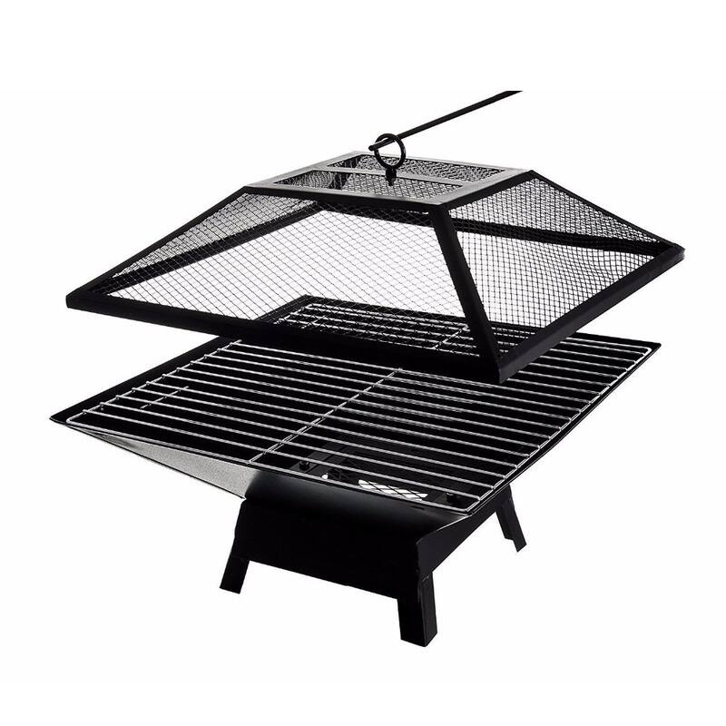 Square Small Fire Pit BBQ Party Portable Fire Pit for Camping, Outdoor Heating, Bonfire and Picnic