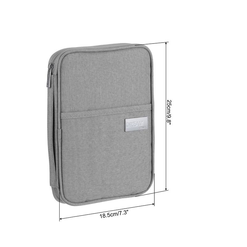 10x7" Multi-Pockets Family Passport Holder Travel Wallet Holder Cover - Grey