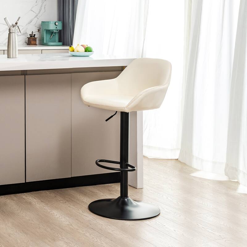 Glitzhome 41"H Round Wood Top High Pub Table with Gaslift Adjustable Swivel Bar Stools Set