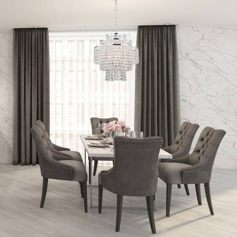 Chrome Finish 4-Light Glam Chandelier with Crystal Hanging
