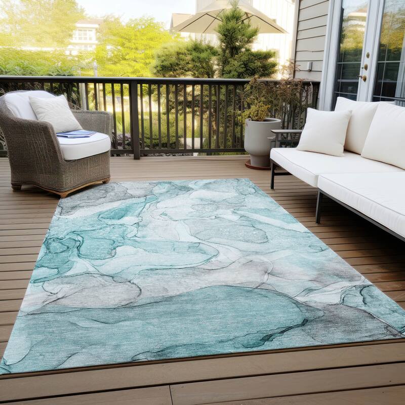 Lalu Unique Abstract Weather Resistant Timeless Fusion Outdoor Rug