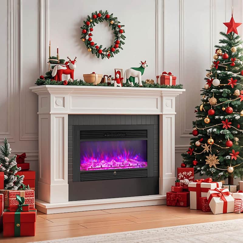 Costway 33" Electric Fireplace Insert 750W Recessed Fireplace Heater - See Details