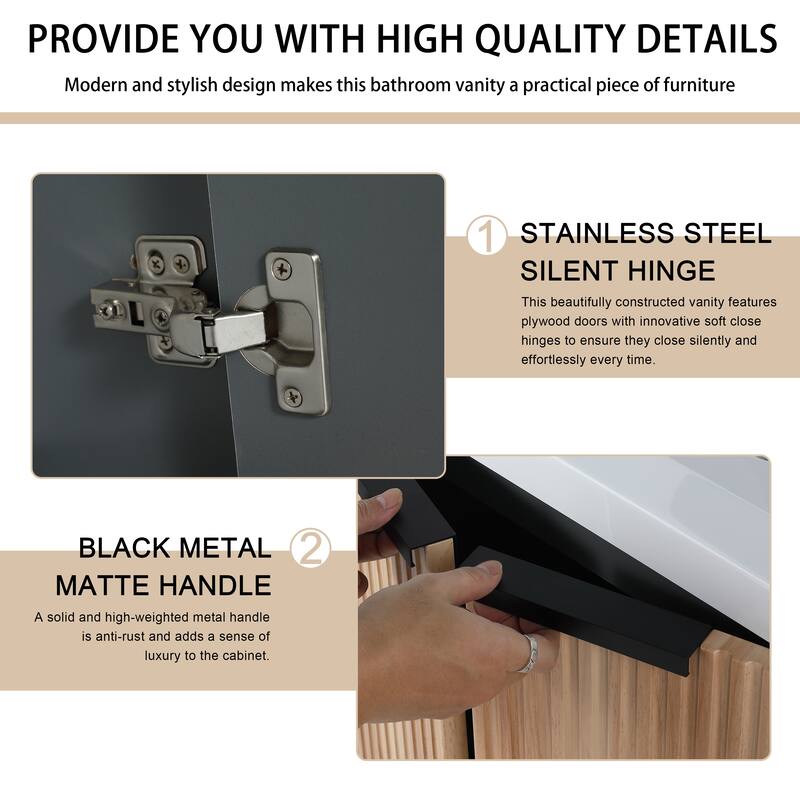 Malwee 24"/30"/48" FreeStanding Bathroom Vanity, Floor Stand Bathroom Vanity with Resin Top,Soft Close Door & Drawer