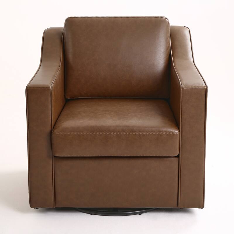 30'' W Vegan Leather/ Chenille Swivel Accent Chair