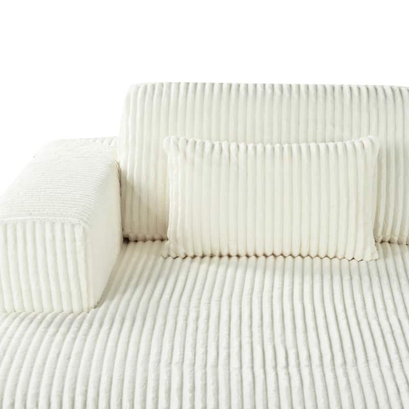 Modern Corduroy Sleeper Double Sofa Bed with 2 Pillows for Living Room