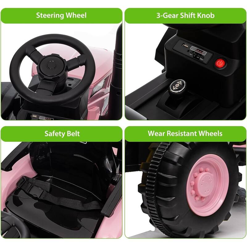 Kids Ride on Tractor with Remote Control, 12V Battery Powered Electric Tractor
