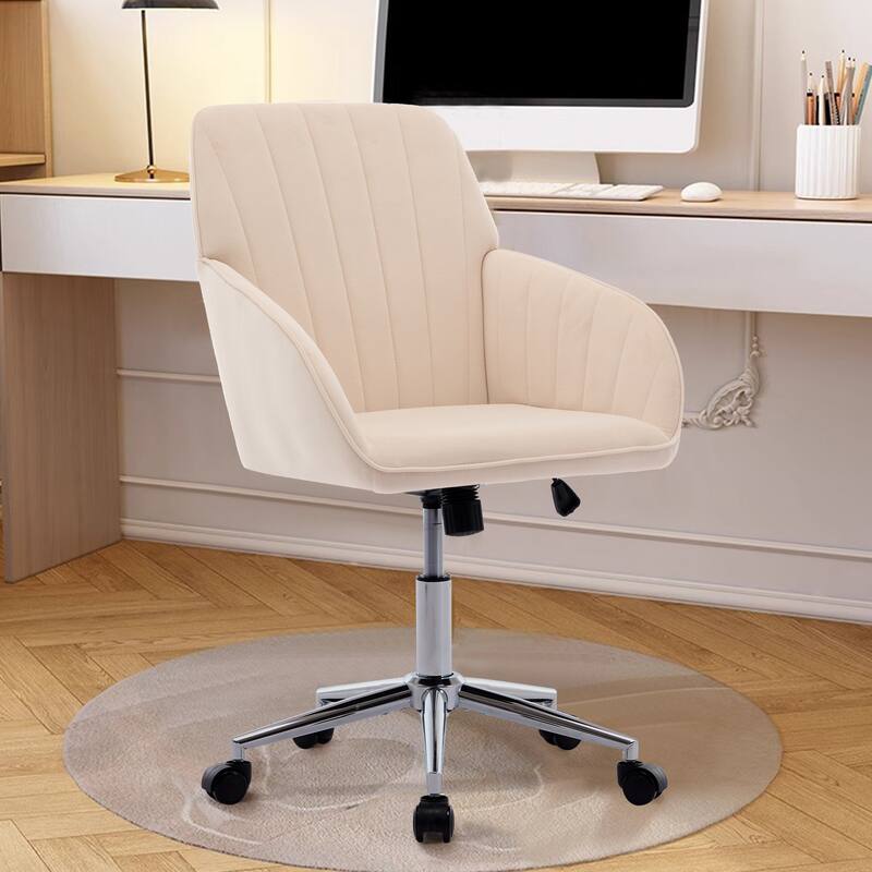 Home Office Chair with Back and Wheels, Ergonomic Swivel Study Desk Chair, Adjustable Height Computer Task Chair - N/A