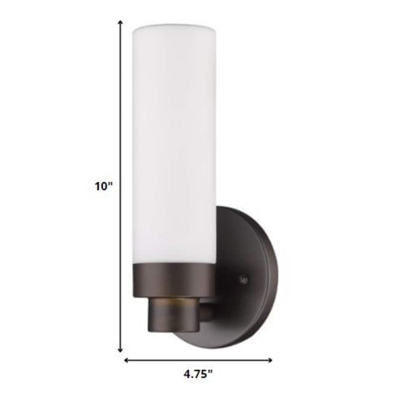 Minimalist Wall Sconce with Narrow Frosted Glass and Metal Base - 3.75” x 4.75” x 10”