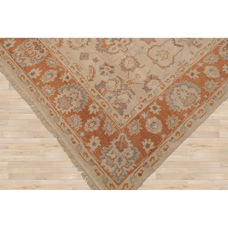 LoomBloom 8'2''x9'9" Traditional Oushak Wool Oriental Area Rug in Tan - 8' 2'' x 9' 9''