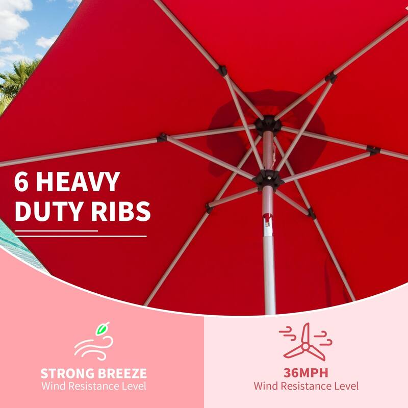 7.5FT Patio Umbrella,Outdoor Table Umbrella with Push Button Tilt and Crank,UV Protection Waterproof Market with 6 Sturdy Ribs