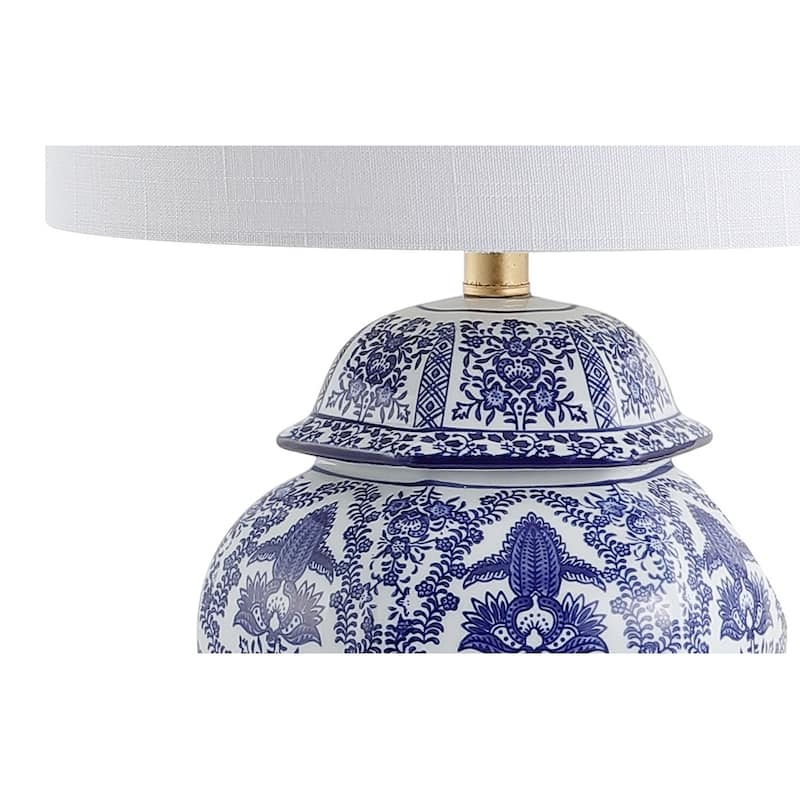 Taipei 25" Ginger Jar Ceramic/Metal LED Table Lamp, Blue/White by JONATHAN Y