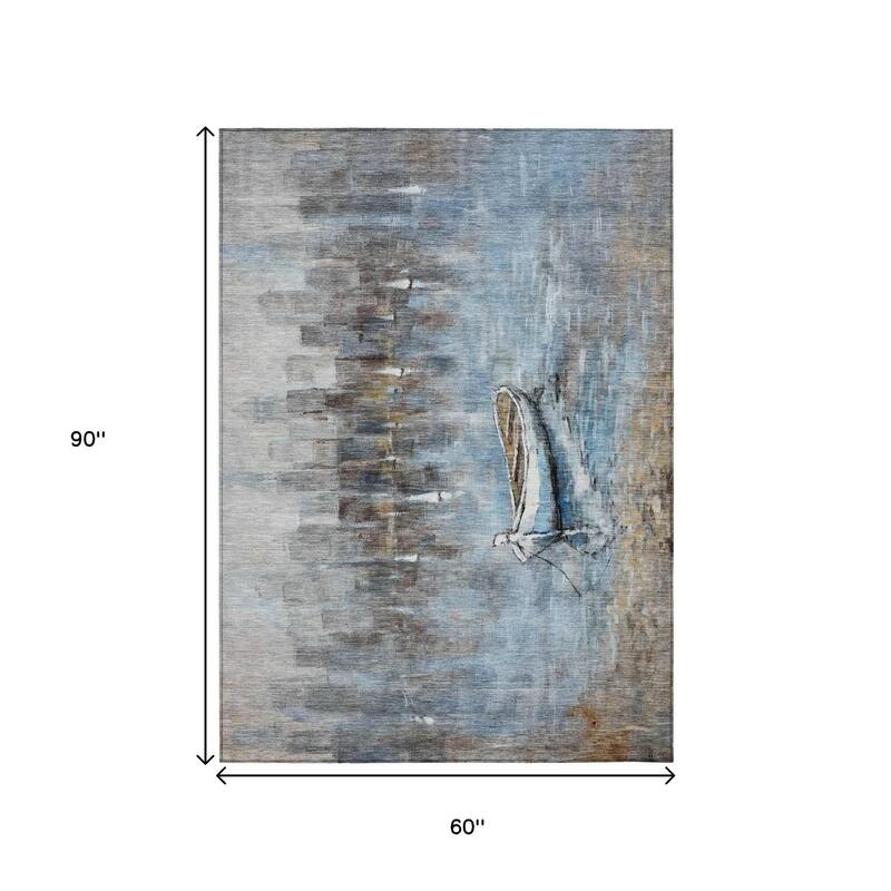 HomeRoots Nautical Transitional Rectangle Outdoor Rug