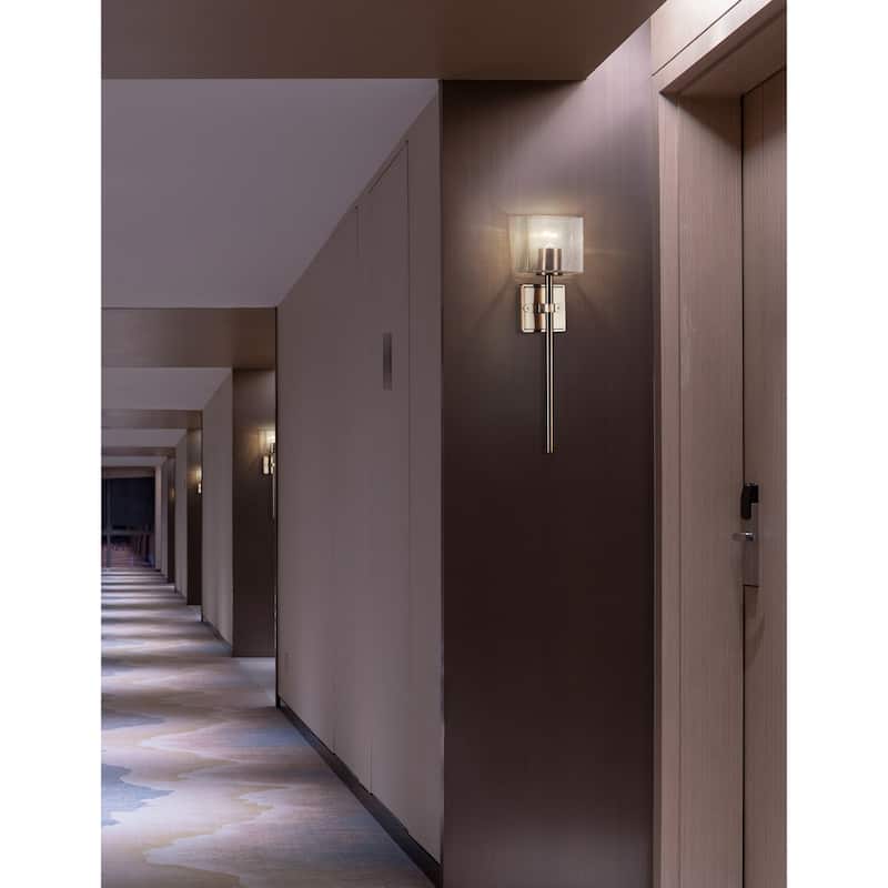 Justice Design Group Spruce ADA 1-Light Wall Sconce with Seeded Glass Shade