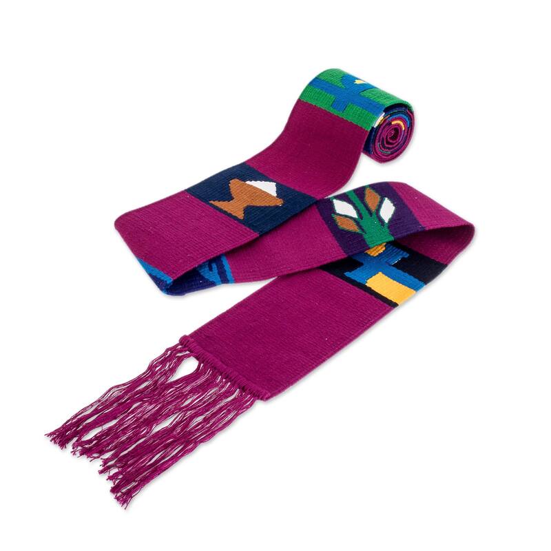Novica Handmade Solola Totem In Magenta Cotton Table Runner