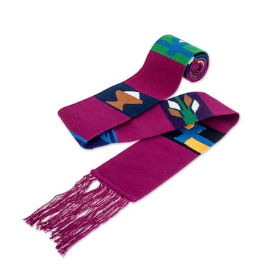 Novica Handmade Solola Totem In Magenta Cotton Table Runner