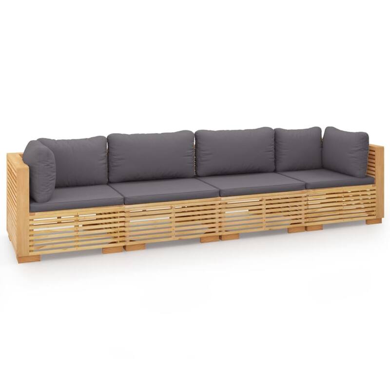 vidaXL 3 Piece Patio Lounge Set with Cushions Solid Wood Teak - 27.4" x 27.4" x 23.6"