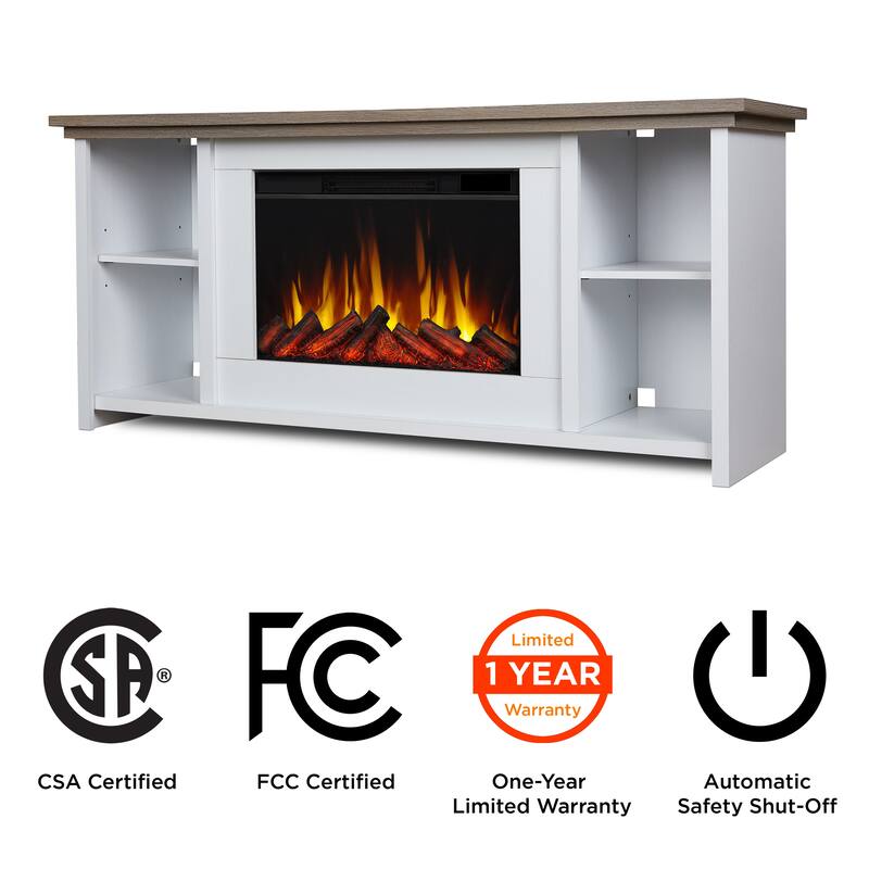 Tramore 62" Slim Electric Fireplace TV Stand in White by Real Flame