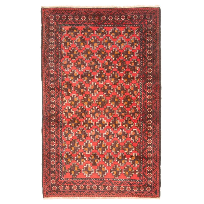 ECARPETGALLERY Hand-knotted Teimani Red Wool Rug - 2'6 x 4'0