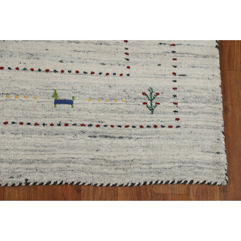 Gabbeh Indian Rug Handmade Modern Wool Carpet - 4'0" x 5'9"