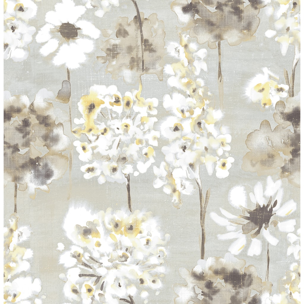 A-Street Prints Marilla Yellow Watercolor Floral Wallpaper