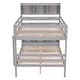 preview thumbnail 9 of 7, Gray Solid Wood Full Bunk Beds, Bookcase Headboard, Detachable Beds, Safety Rail