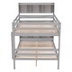 preview thumbnail 9 of 7, Gray Solid Wood Full over Full Bunk Beds with Bookcase Headboard