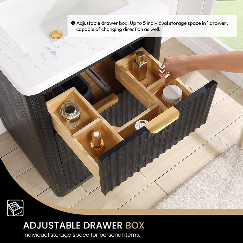 Cadiz Bath Vanity with Composite Stone Top and Mirror