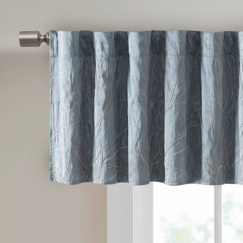 Madison Park Eliza Faux Silk Embroidered Window Valance - 50 x 18"