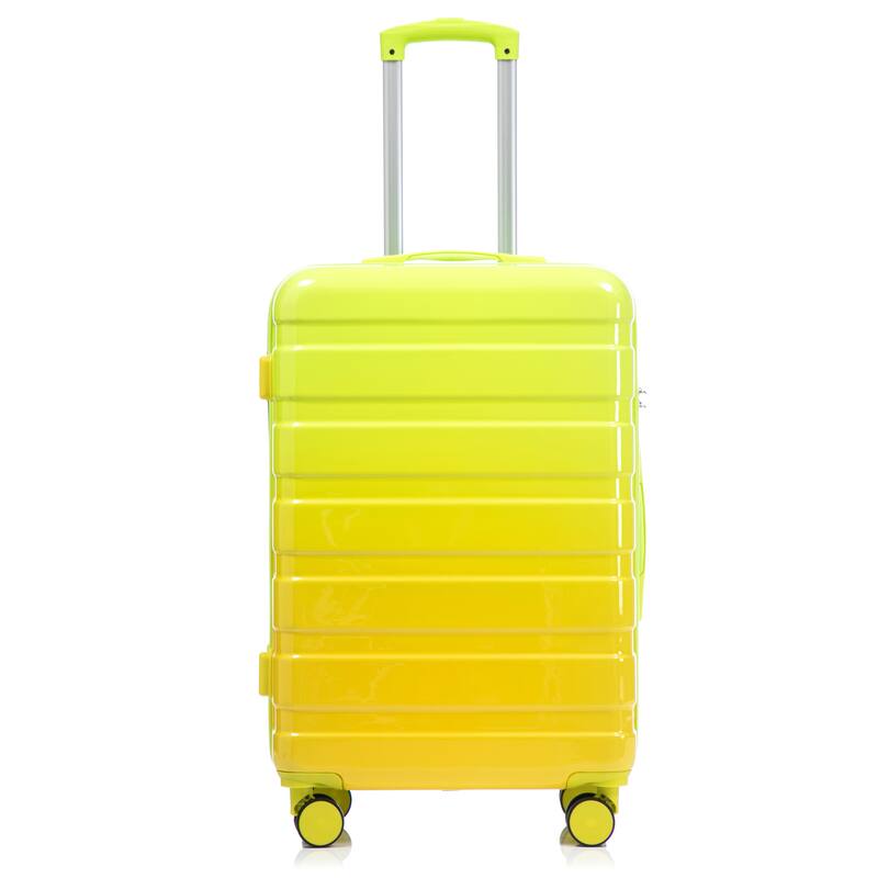 3-Piece, Modern Luggage Sets, Gradient Luggage with Combination Lock and 4 Swivel Wheels, for Boarding Travel, Green+Yellow
