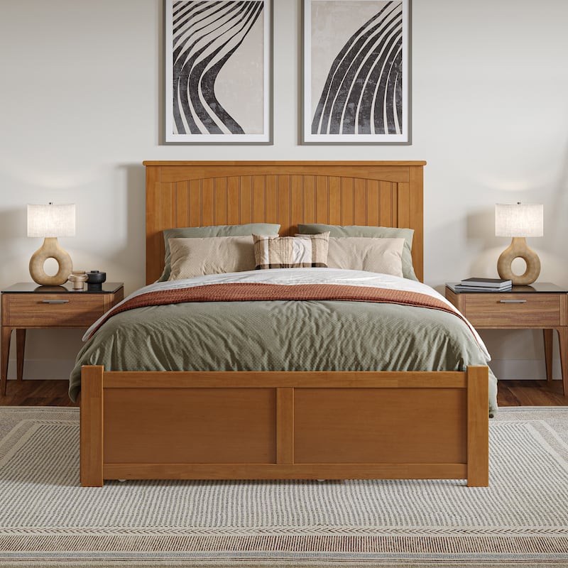 Nantucket Full Platform Bed with Footboard and Twin Trundle