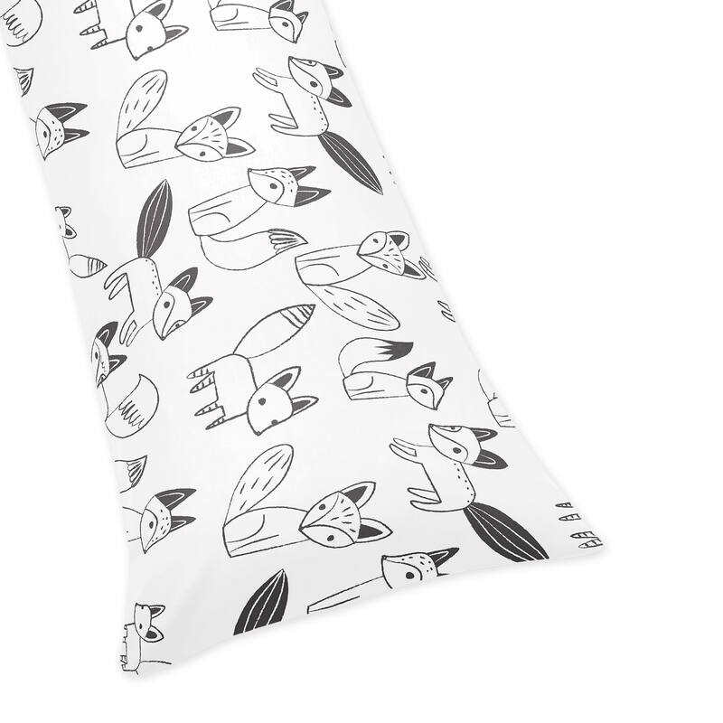 Sweet Jojo Designs Black and White Fox Collection Body Pillow Case - Multi