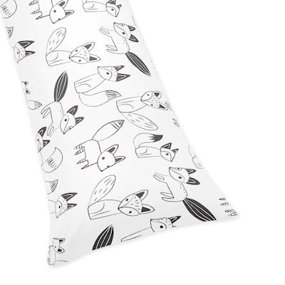 Sweet Jojo Designs Black and White Fox Collection Body Pillow Case - Multi