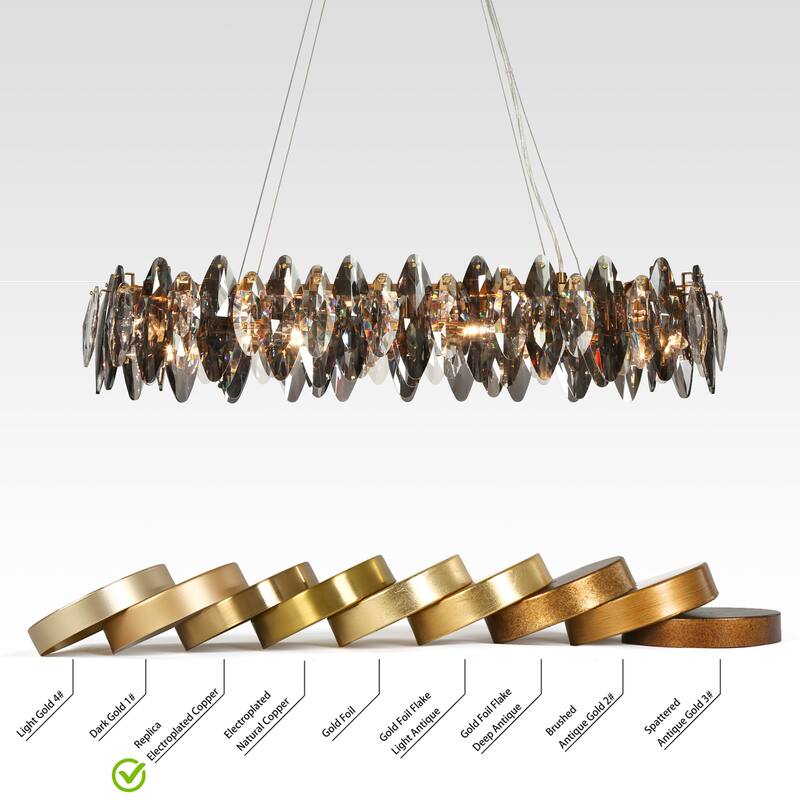 Modern Glam 8-Light Crystal Chandelier Art Deco Island Lights for Kitchen Island - Gold - 37.5" W x 7" H x 15" D