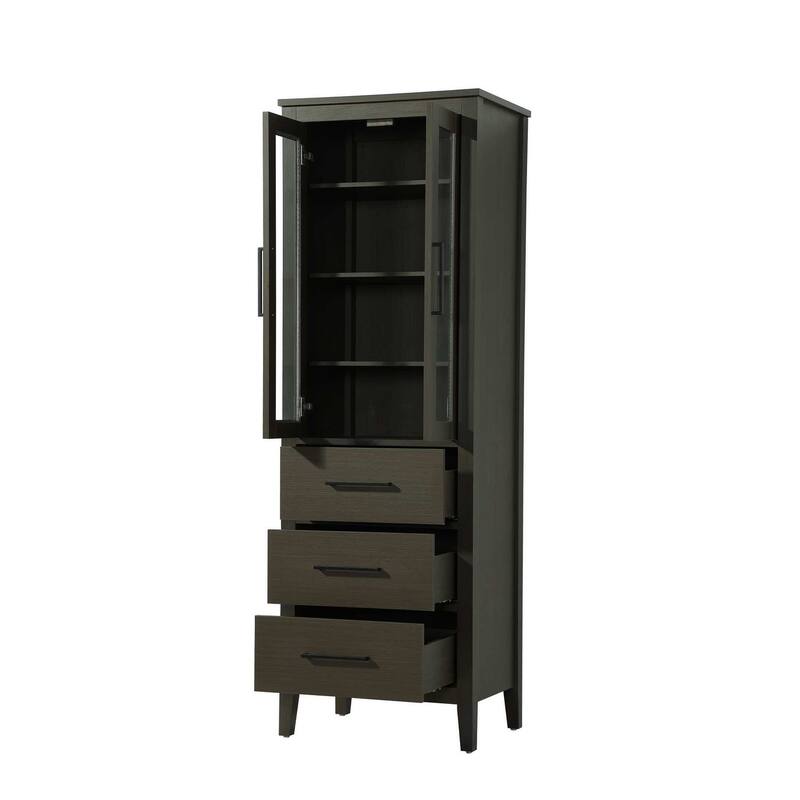 Laura 16-28 Inch Bath Storage Glass Cabinet