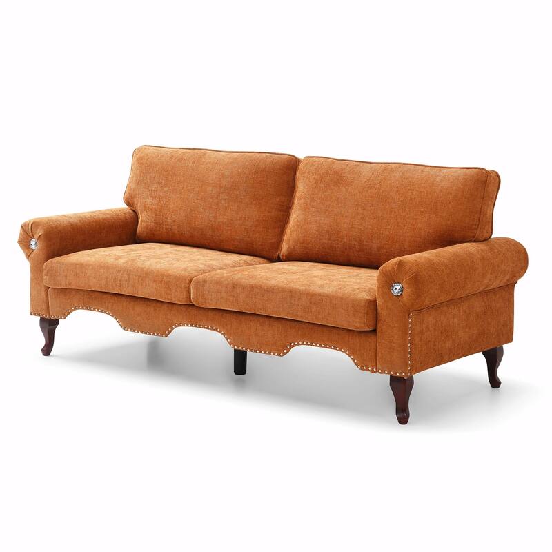 Linen Loveseat - Tufted Chesterfield Sofa