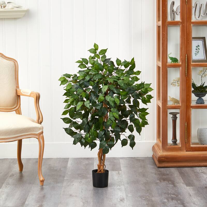 3' Artificial Silk Potted Ficus Tree