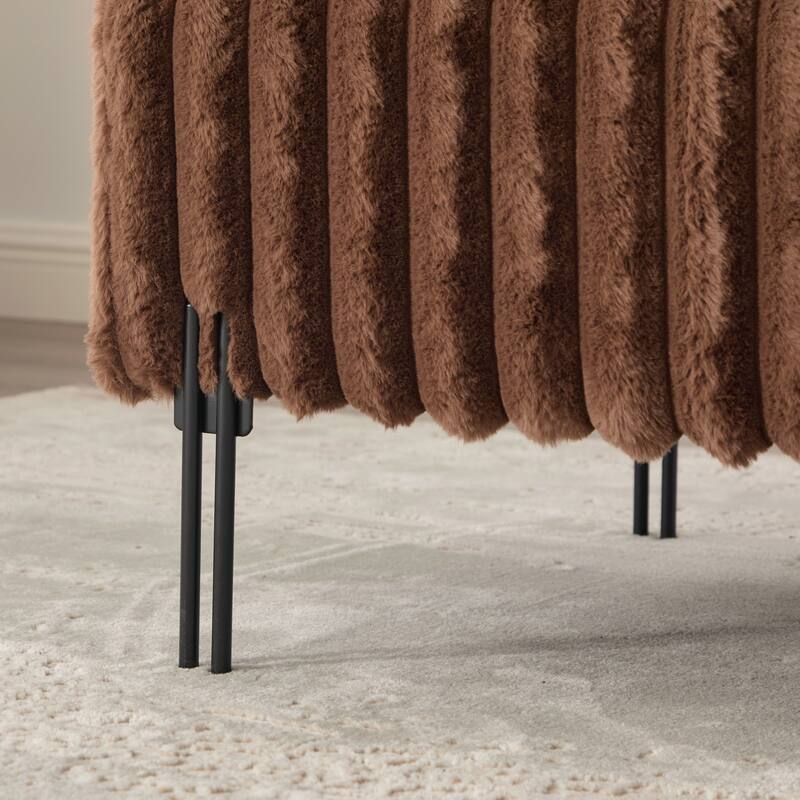 49.6"W Oversized Modern Upholstered Bench Ottoman with Metal Legs