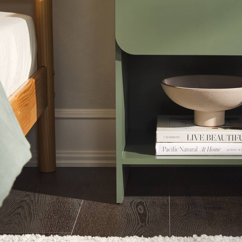 Middlebrook Designs Modern 1-Drawer Nightstand with Cubby